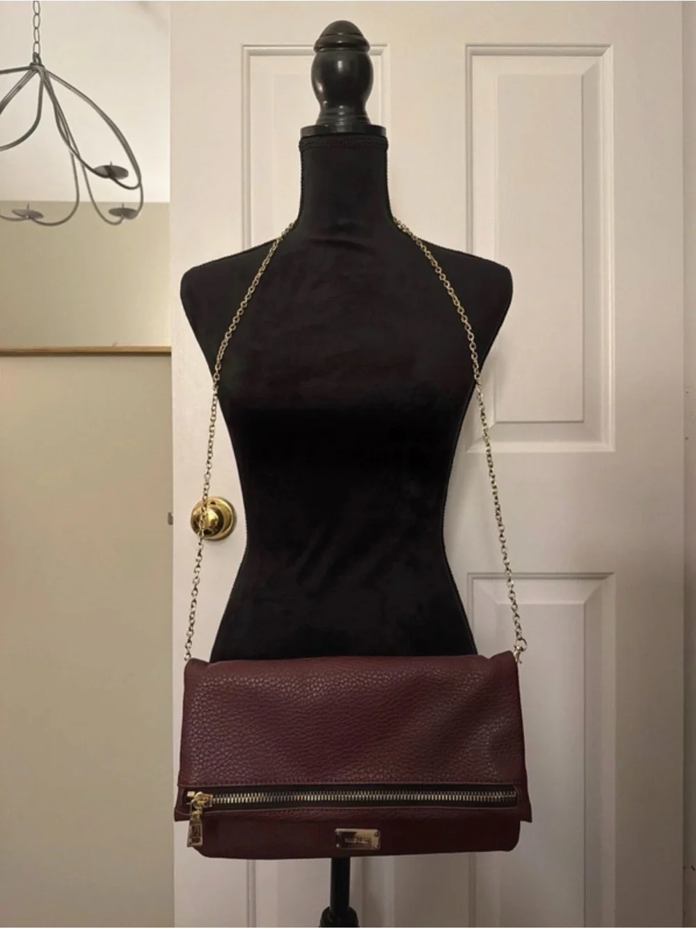 Nine West Women's Fold-Over Chain Shoulder Bag - Burgundy